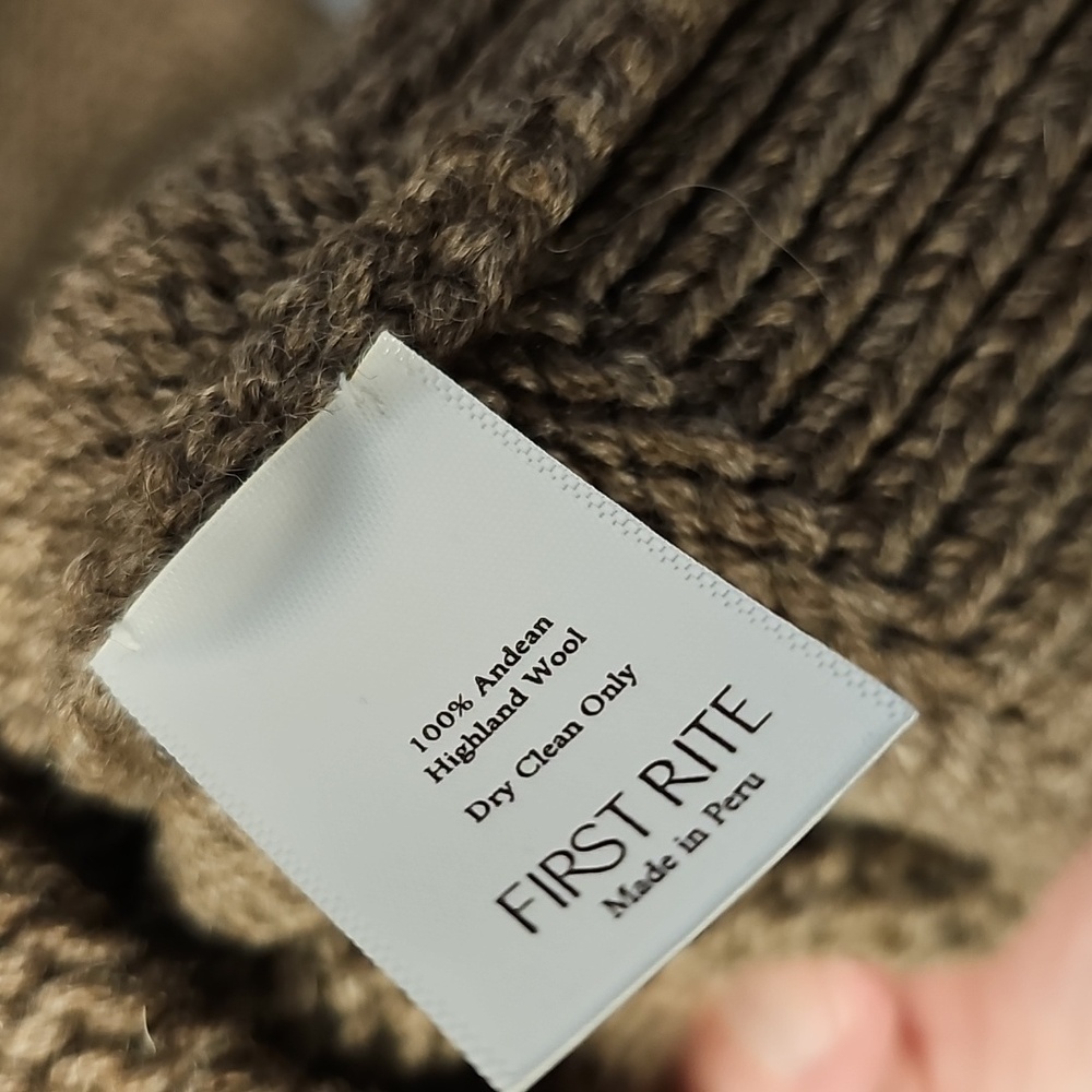 First Rite Wool Cardigan Bark Large Sold Out! Andean Highland Wool - Picture 7 of 7